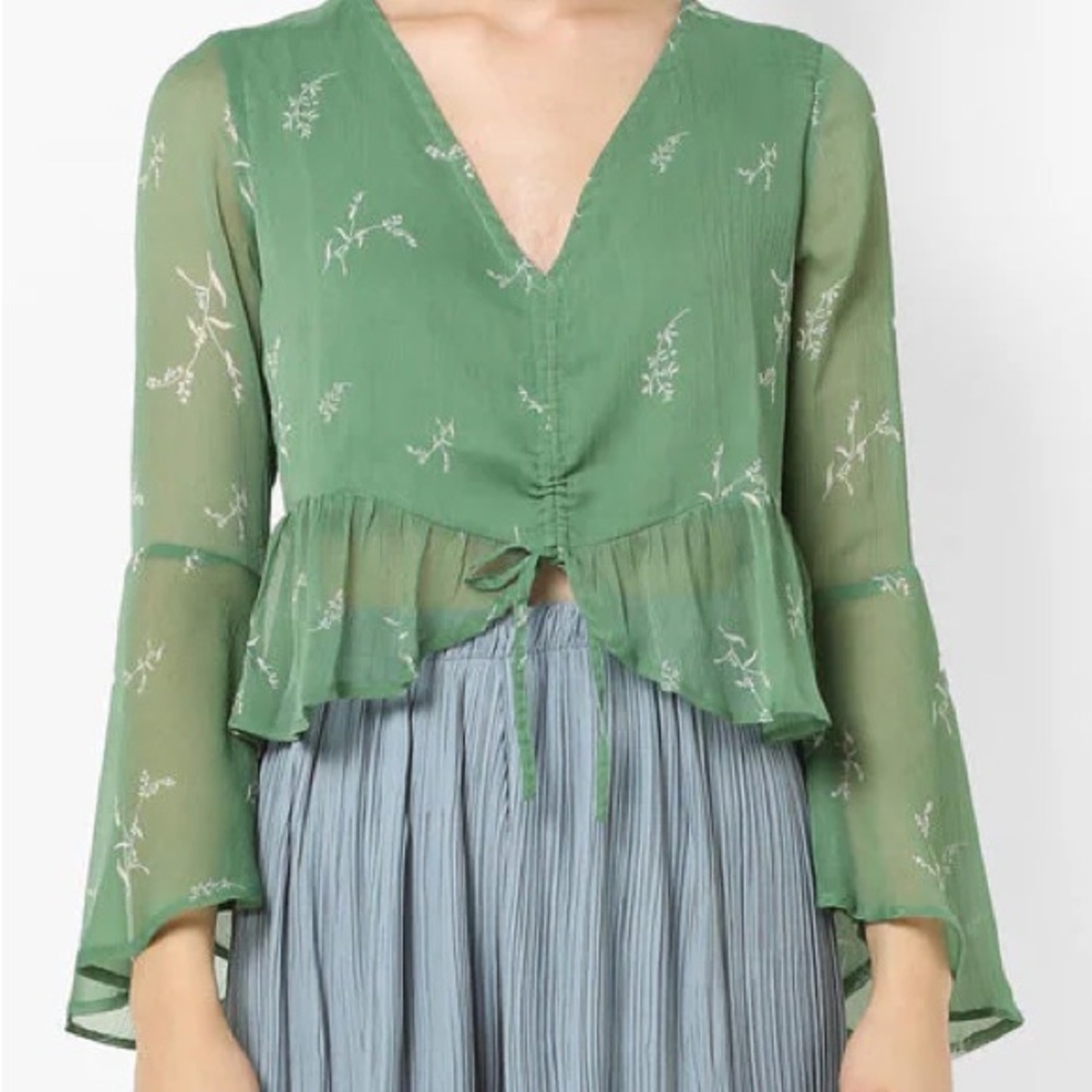 Neon Rose jade green blouse